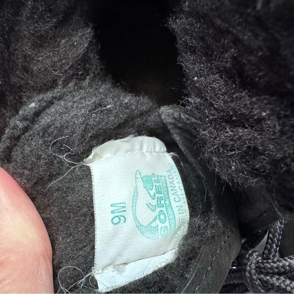 Sorel Mont Blanc Black Leather Suede Lined Canada Boots Women's Size 9 - Picture 11 of 11